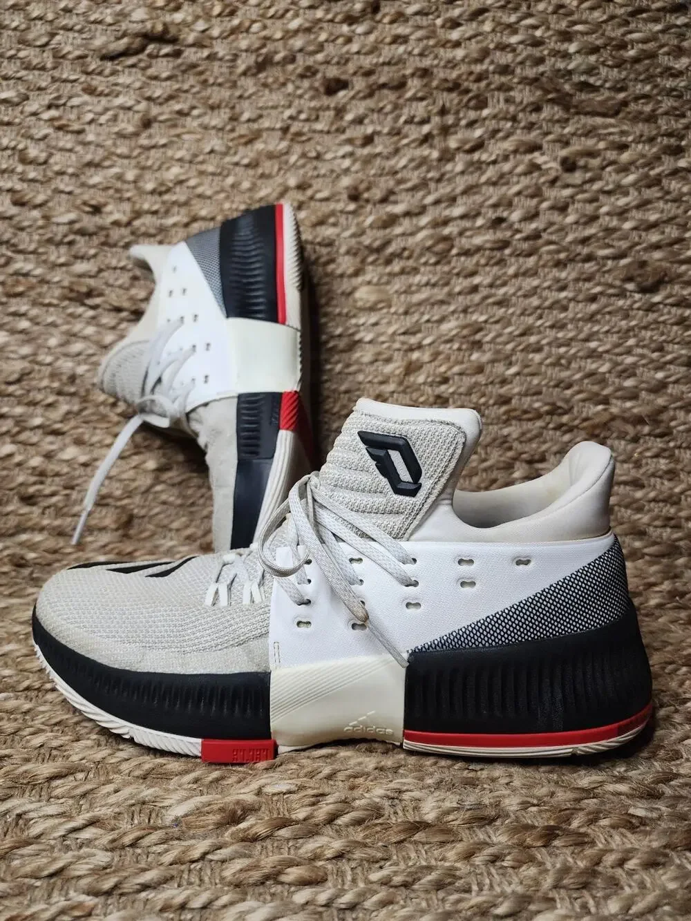 Adidas D Lillard 3 Rip City Gray White Basketball Athletic Shoes Mens Size 10